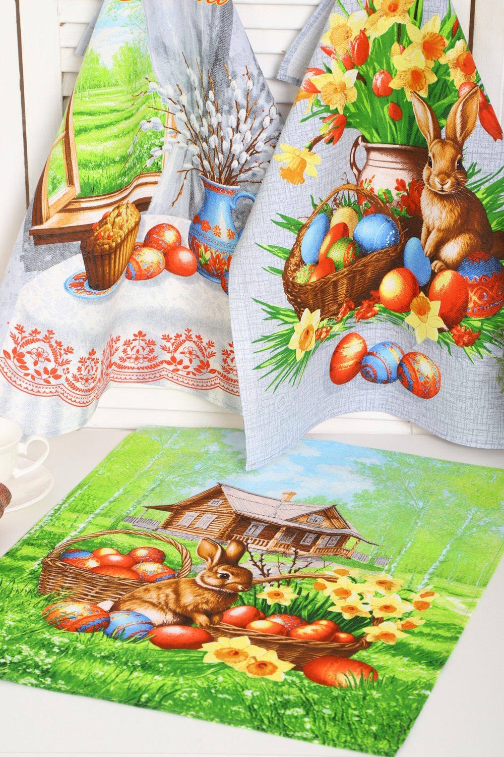 Набор кухонных полотенец рогожка. Артикул 000008428