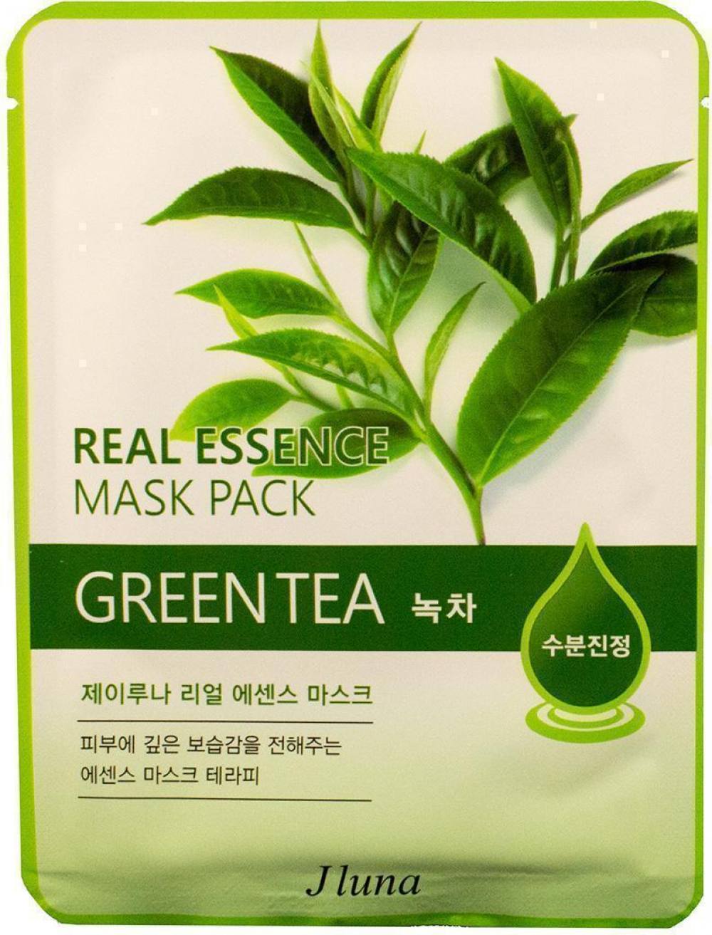 Тканевая маска с экстрактом зеленого чая JLuna Real Essence Mask Green Tea. Артикул 081800038